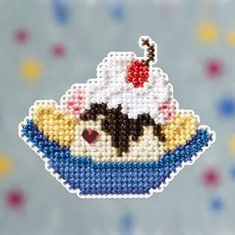 Banana Split cross stitch/beading kit