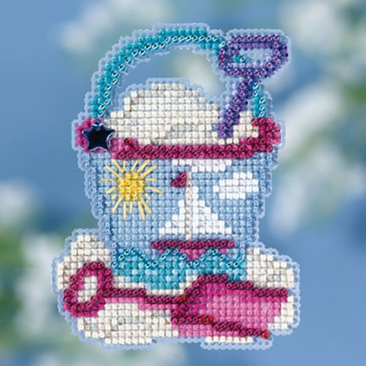 Beach Bucket cross stitch/beading kit