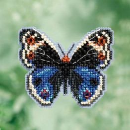 Blue Pansy butterfly cross stitch/beading kit