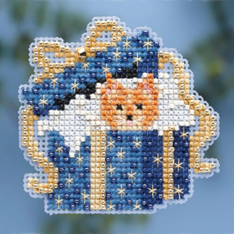 Cat in the Box cross stitch/beading kit