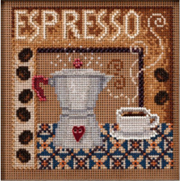 Espresso cross stitch/beading kit