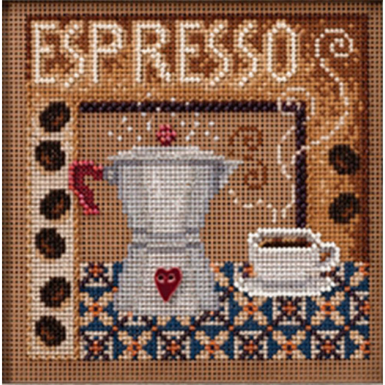 Espresso cross stitch/beading kit