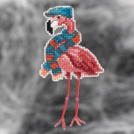 Fall Flamingo cross stitch/beading kit