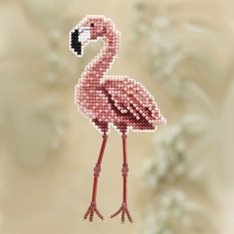 Flamingo cross stitch/beading kit