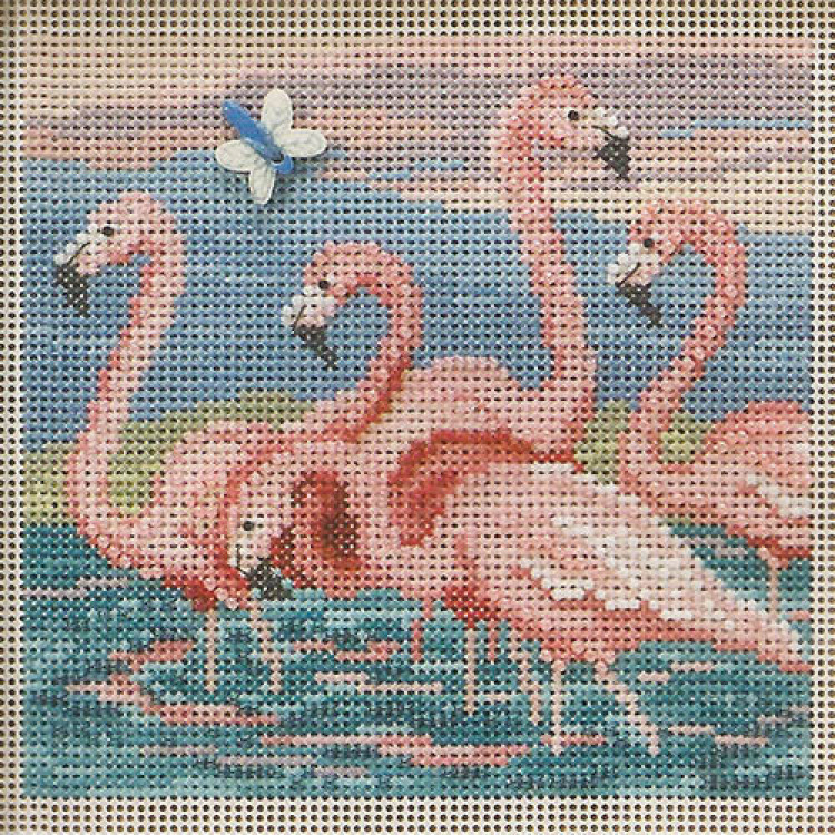 Flamingos cross stitch/beading kit