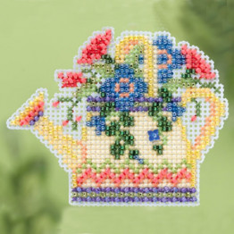 Floral Watering Can cross stitch/beading kit