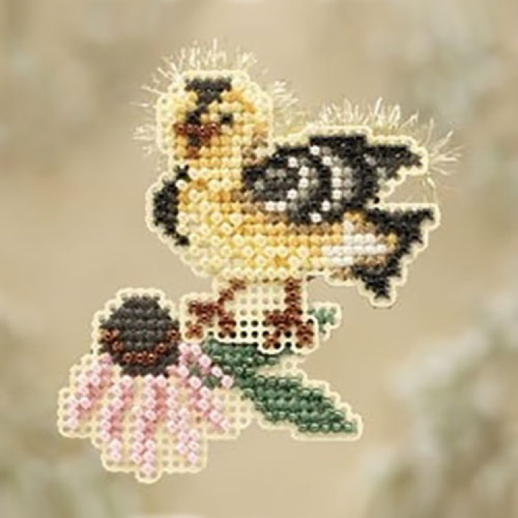 Goldie Finch cross stitch/beading kit