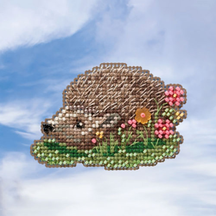 Hedgehog cross stitch/beading kit