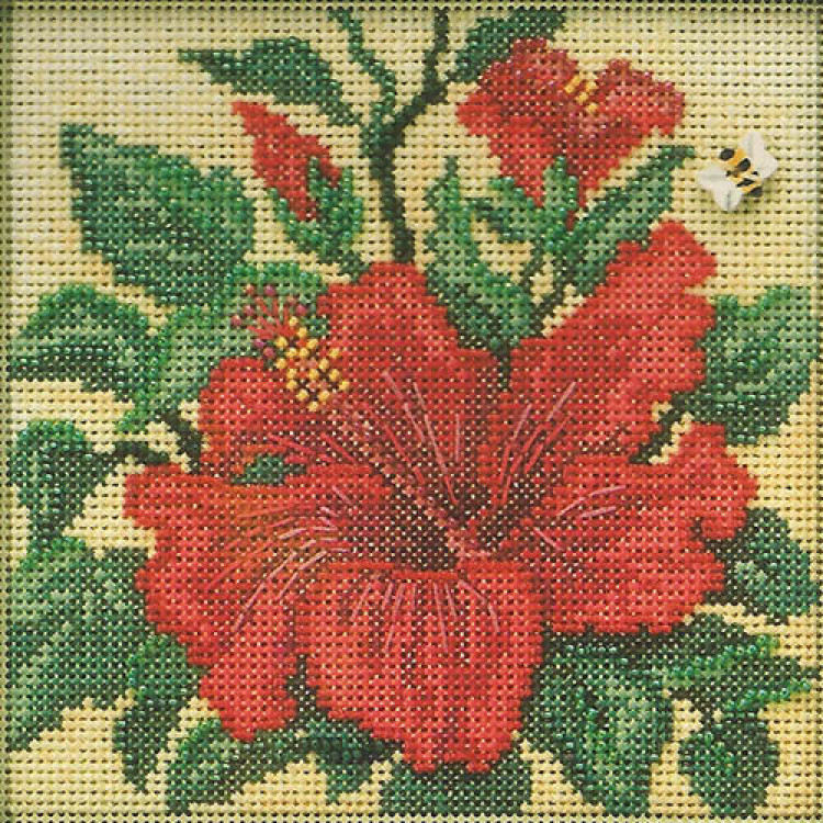 Hibiscus cross stitch/beading kit