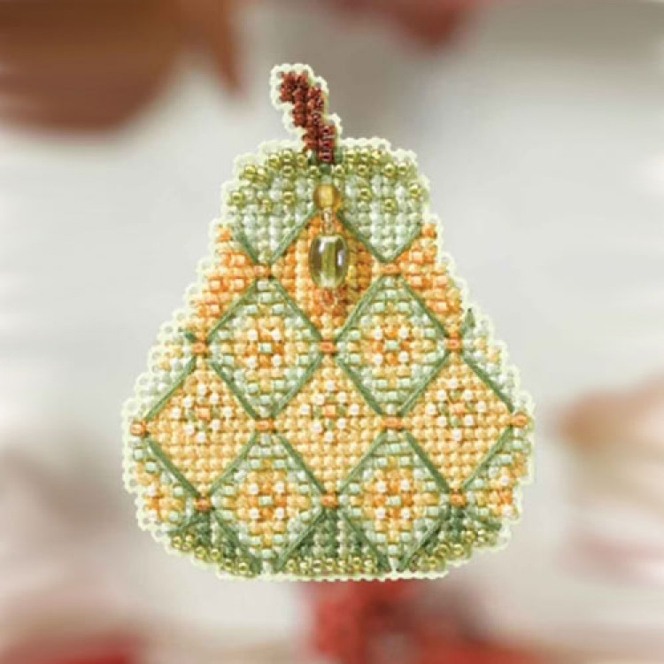 Jewelled Pear cross stitch/beading kit