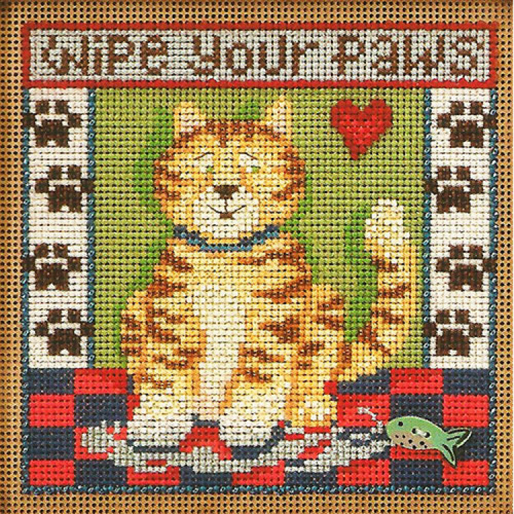 Kitty Paws cross stitch/beading kit
