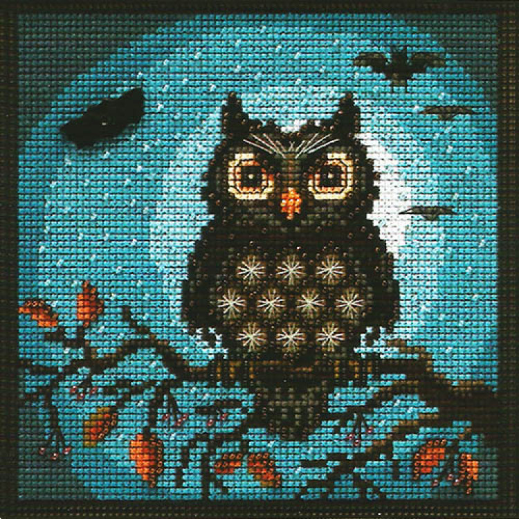 Midnight Owl cross stitch/beading kit