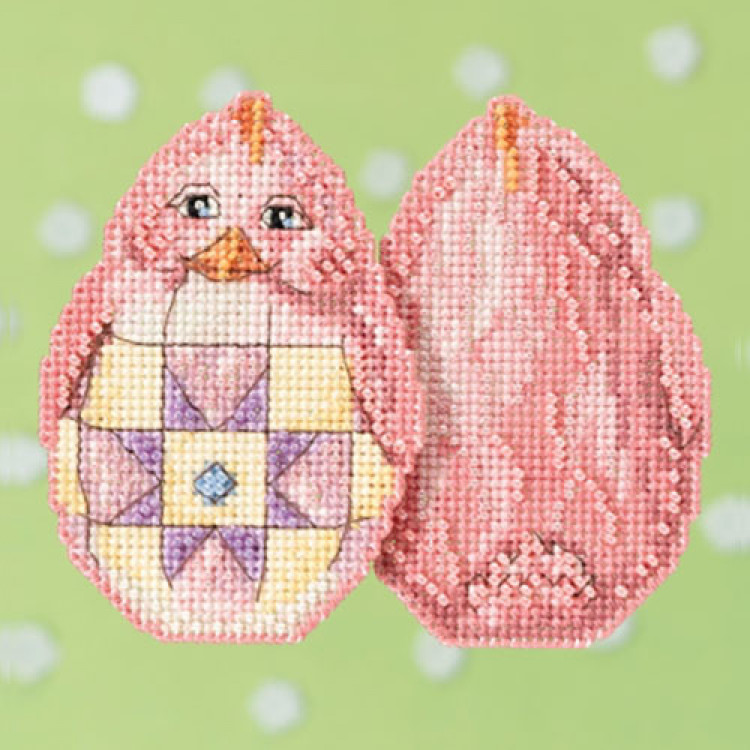 Pink Chick cross stitch/beading kit