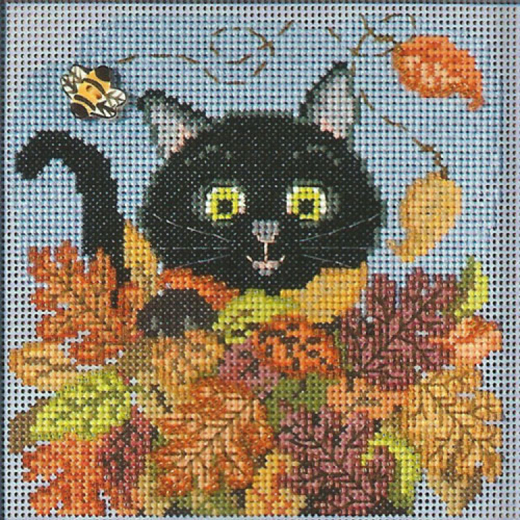 Playful Cat cross stitch/beading kit