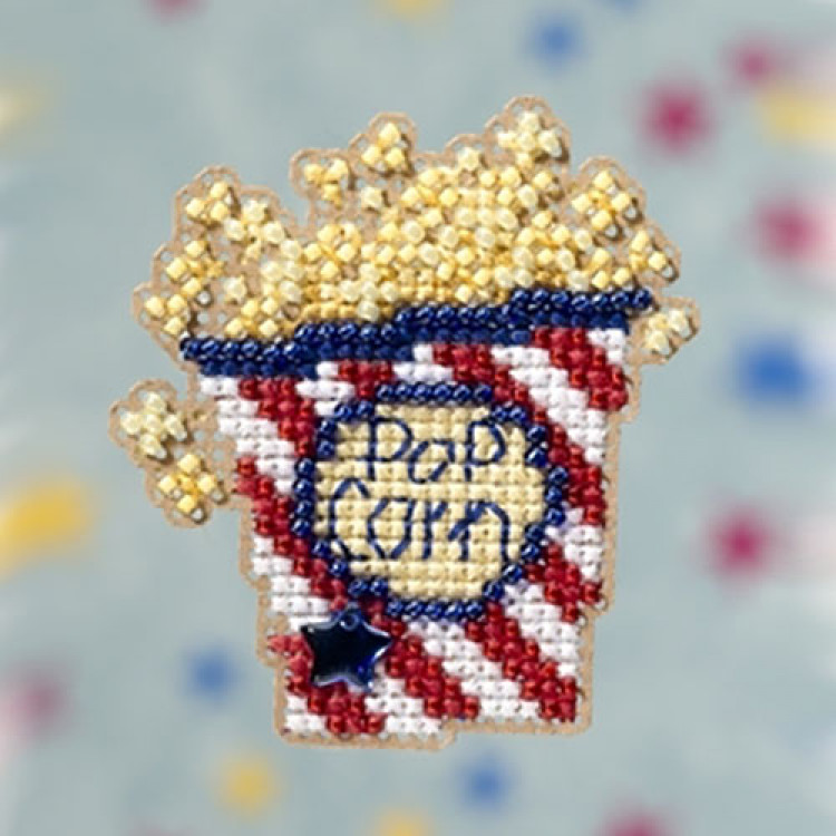 Popcorn cross stitch/beading kit