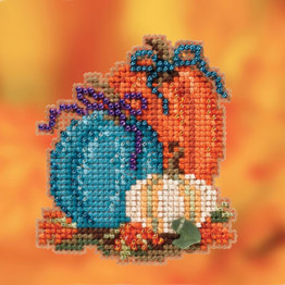 Pumpkin Trio cross stitch/beading kit