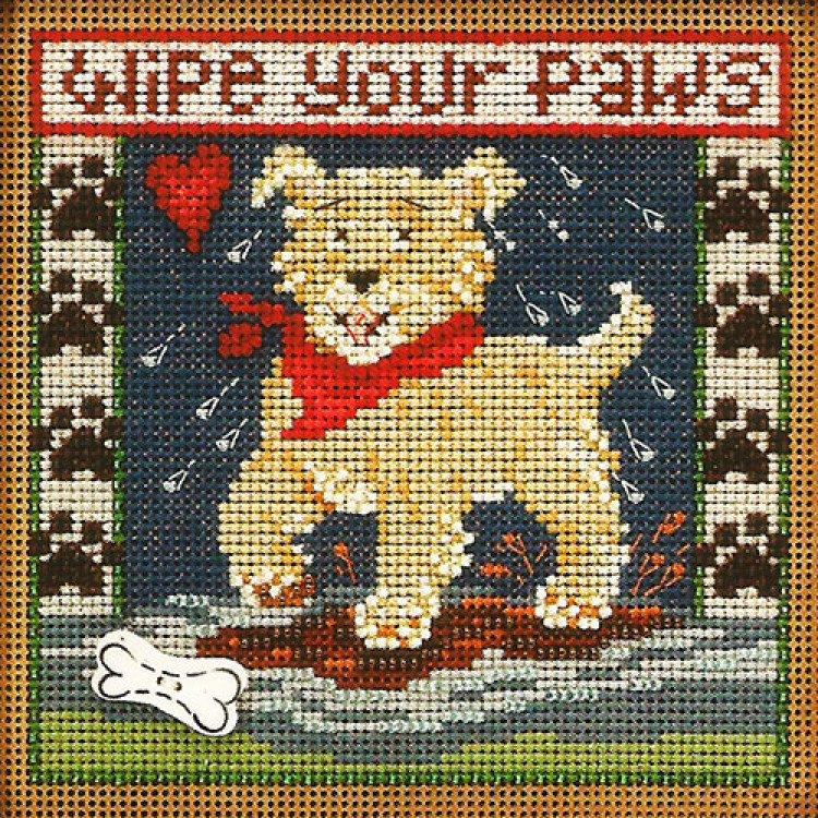 Puppy Paws cross stitch/beading kit