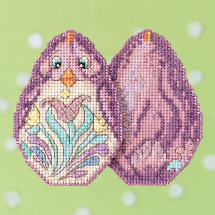 Purple Chick cross stitch/beading kit