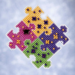 Puzzled cross stitch/beading kit