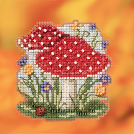 Red Cap Mushrooms cross stitch/beading kit