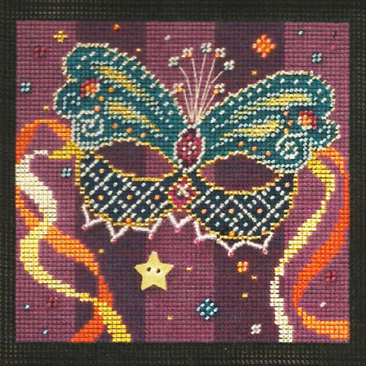 Teal Mask cross stitch/beading kit