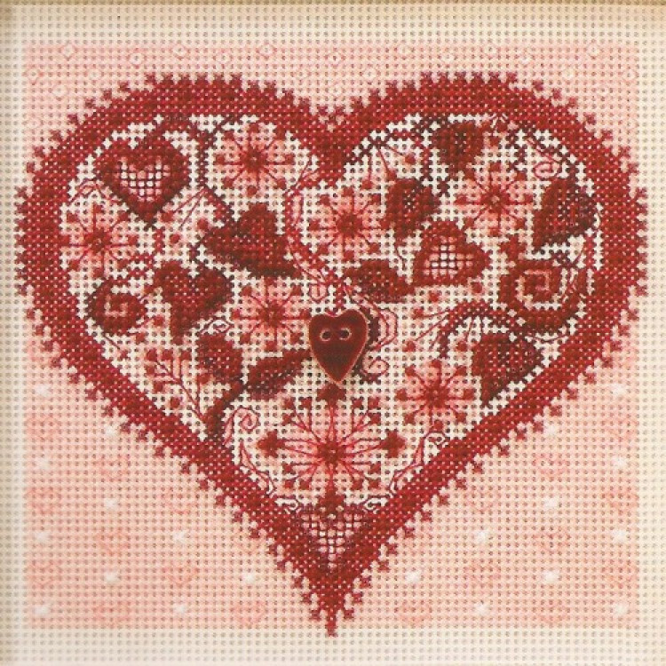 Valentine Heart cross stitch/beading kit