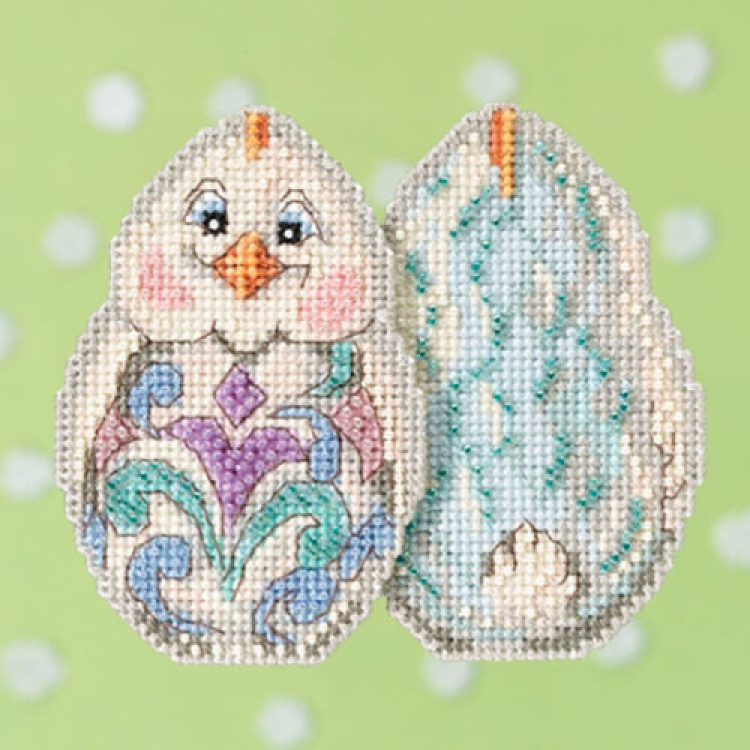 White Chick cross stitch/beading kit