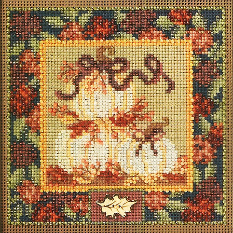 White Pumpkins cross stitch/beading kit