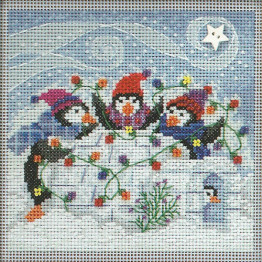 Playful Penguins cross stitch/beading kit