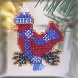 Snowcapped Red Bird cross stitch/beading kit