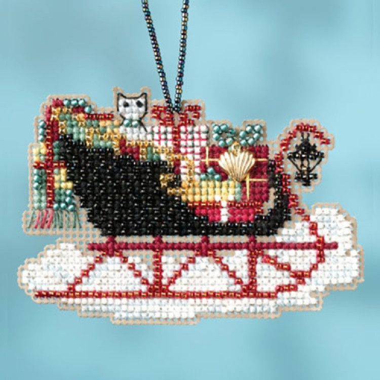 Vintage Sleigh cross stitch/beading kit