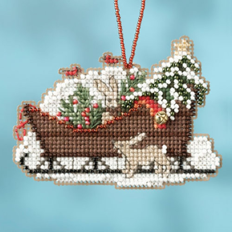 Woodland Sleigh cross stitch/beading kit